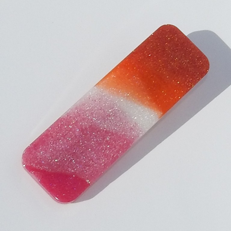 Pride - Hårspenne/Pynt - Liten rektangel/oransje/hvit/rosa2