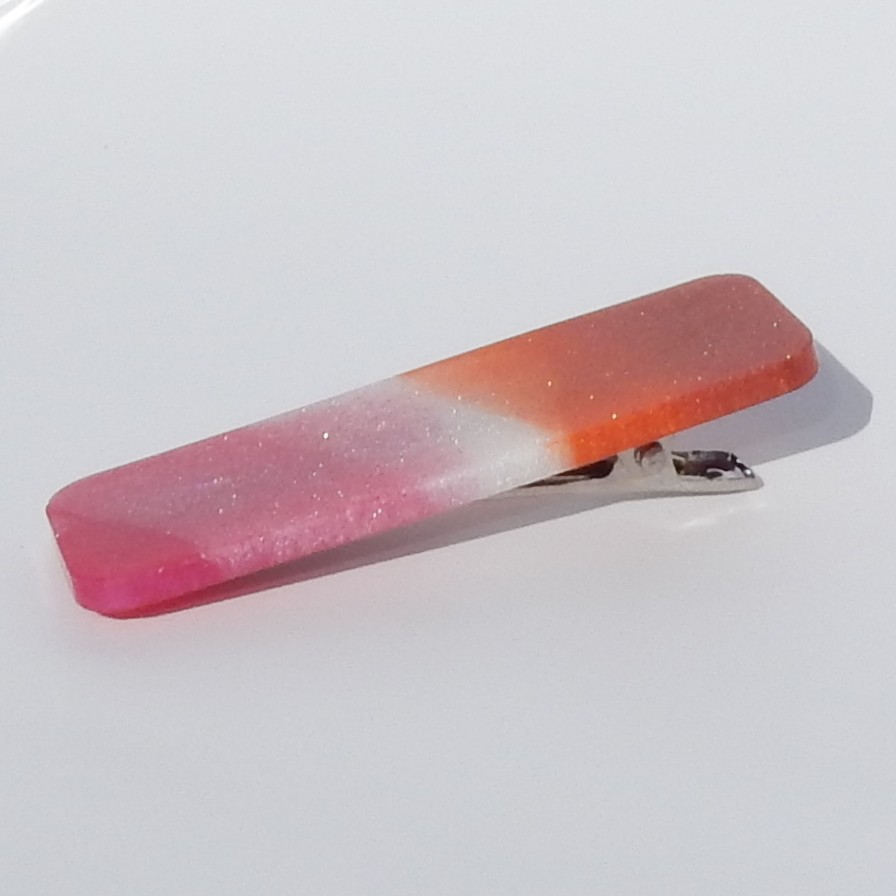 Pride - Hårspenne/Pynt - Liten rektangel/oransje/hvit/rosa2 - Bilde 2